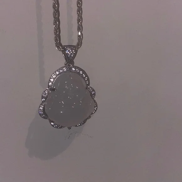 white jade silver buddha pendant - Picture 1 of 3